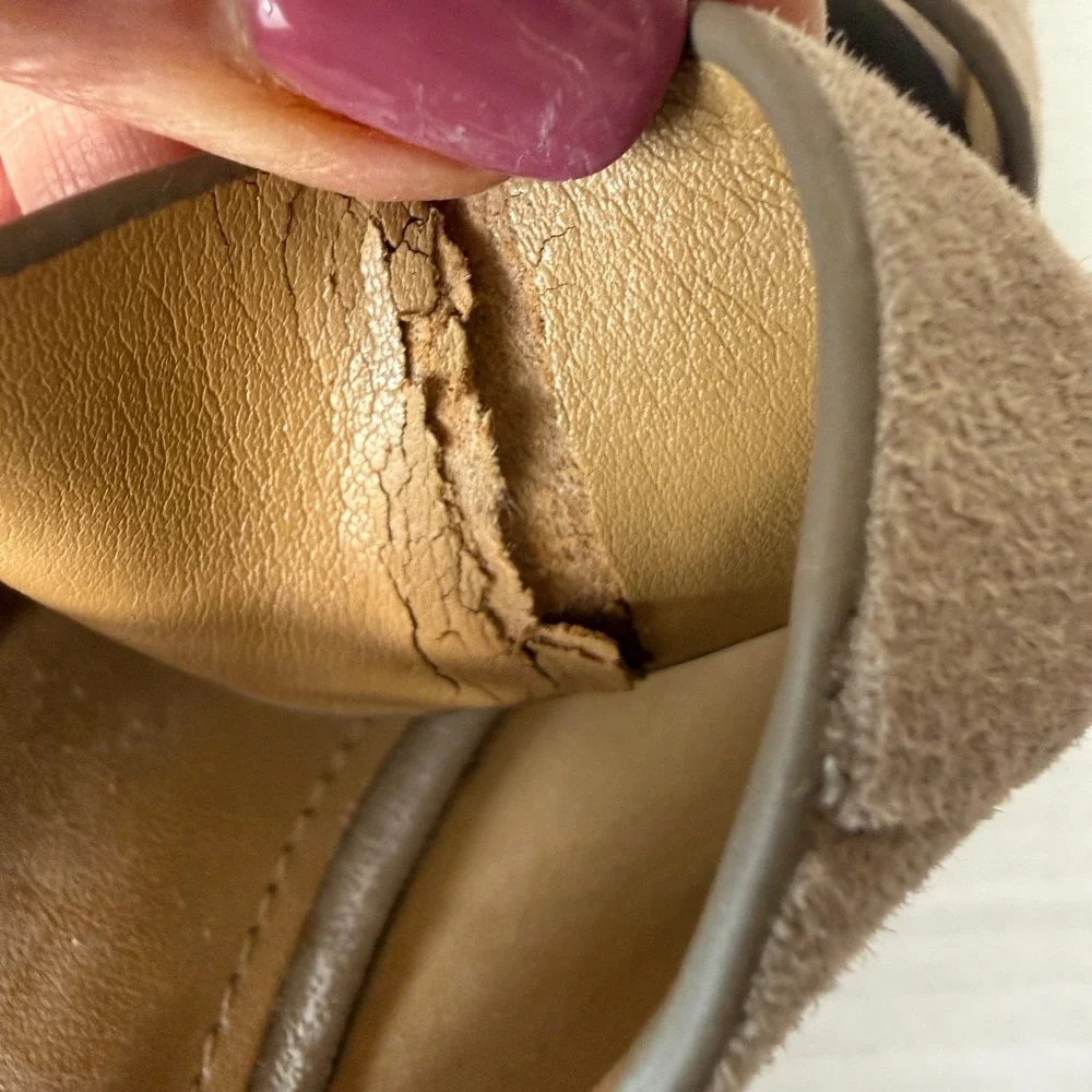 Marc Fisher LTD Bianka Tan Suede Retro Platform Wedge Strappy Sandal Size 7